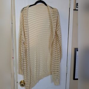 SHEIN Cream Open-Knit Cardigan Long Airy Flowy White Shaw Over